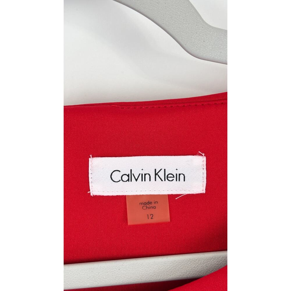 Calvin Klein Sleeveless Cut Out Sheath Dress Red Womens Size 12 - Picture 9 of 11